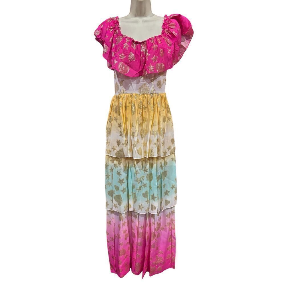 LOVESHACKFANCY Ombré Tiered Maxi Dress in Surfer Fushia Light NWT Size 0 - Picture 4 of 8